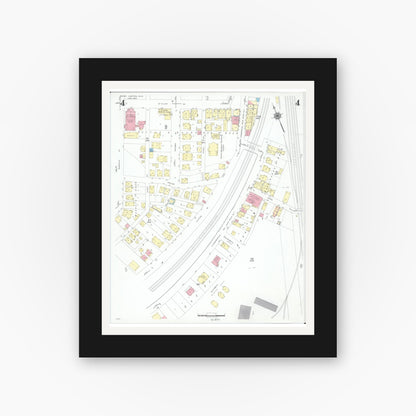 Old map wall art mockup — black gallery frame with white mat — Sanborn Fire Insurance Map from Mingo Junction, Jefferson County, Ohio (1946), Sheet #0004