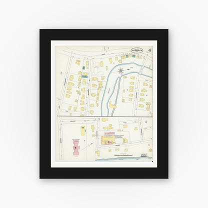 Old map wall art mockup — black gallery frame with white mat — Sanborn Fire Insurance Map from Great Barrington, Berkshire County, Massachusetts (1903), Sheet #0004