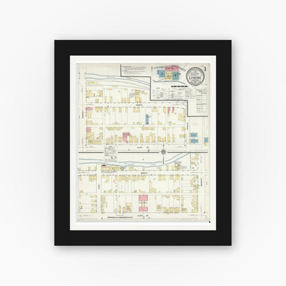 Old map wall art mockup — black gallery frame with white mat — Sanborn Fire Insurance Map from Lykens, Dauphin County, Pennsylvania (1911) - Complete Map Set