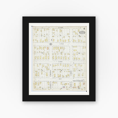 Old map wall art mockup — black gallery frame with white mat — Sanborn Fire Insurance Map from Negaunee, Marquette County, Michigan (1892), Sheet #0004