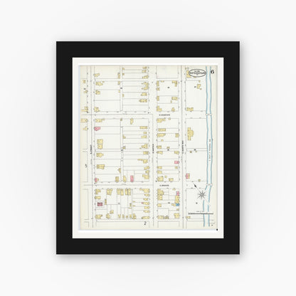 Old map wall art mockup — black gallery frame with white mat — Sanborn Fire Insurance Map from Northumberland, Northumberland County, Pennsylvania (1906), Sheet #0006
