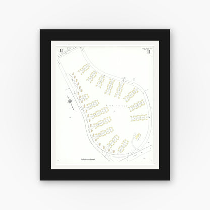 Old map wall art mockup — black gallery frame with white mat — Sanborn Fire Insurance Map from Grand Prairie, Dallas County, Texas (1943), Sheet #0011