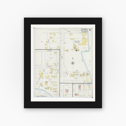 Old map wall art mockup — black gallery frame with white mat — Sanborn Fire Insurance Map from Saint Clair, Saint Clair County, Michigan (1895), Sheet #0005
