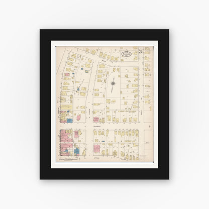 Old map wall art mockup — black gallery frame with white mat — Sanborn Fire Insurance Map from Richwood, Union County, Ohio (1921), Sheet #0003