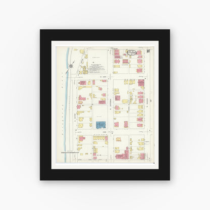 Old map wall art mockup — black gallery frame with white mat — Sanborn Fire Insurance Map from Kittanning, Armstrong County, Pennsylvania (1913), Sheet #0008