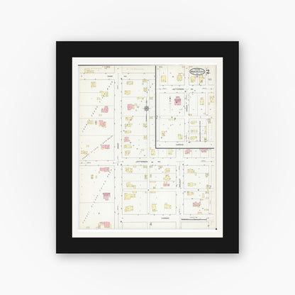 Old map wall art mockup — black gallery frame with white mat — Sanborn Fire Insurance Map from Winchester, Scott County, Illinois (1914), Sheet #0002