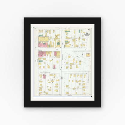 Old map wall art mockup — black gallery frame with white mat — Sanborn Fire Insurance Map from Saint Louis, Gratiot County, Michigan (1899), Sheet #0004