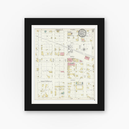 Old map wall art mockup — black gallery frame with white mat — Sanborn Fire Insurance Map from Pierceton, Kosciusko County, Indiana (1896) - Complete Map Set