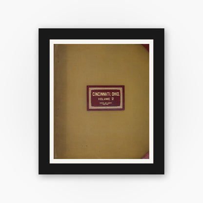 Old map wall art mockup — black gallery frame with white mat — Sanborn Fire Insurance Map from Cincinnati, Hamilton County, Ohio (1950), Sheet #0001