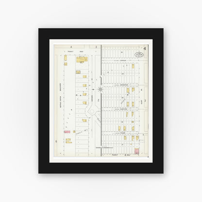 Old map wall art mockup — black gallery frame with white mat — Sanborn Fire Insurance Map from Depew, Erie County, New York (1900), Sheet #0004