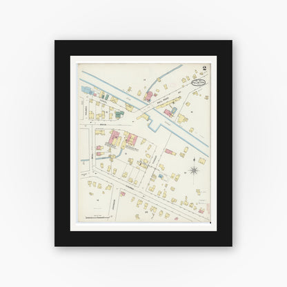 Old map wall art mockup — black gallery frame with white mat — Sanborn Fire Insurance Map from Palmyra, Wayne County, New York (1894) - Complete Map Set