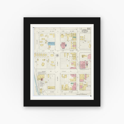 Old map wall art mockup — black gallery frame with white mat — Sanborn Fire Insurance Map from Ashland, Ashland County, Wisconsin (1895), Sheet #0011