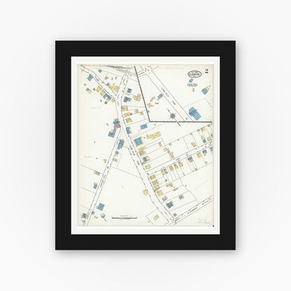 Old map wall art mockup — black gallery frame with white mat — Sanborn Fire Insurance Map from Glenside, Montgomery County, Pennsylvania (1920), Sheet #0002
