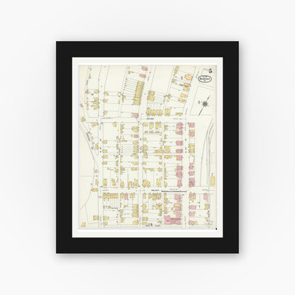 Old map wall art mockup — black gallery frame with white mat — Sanborn Fire Insurance Map from Newport, Perry County, Pennsylvania (1911), Sheet #0005