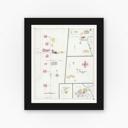 Old map wall art mockup — black gallery frame with white mat — Sanborn Fire Insurance Map from Sparta, Monroe County, Wisconsin (1900), Sheet #0005