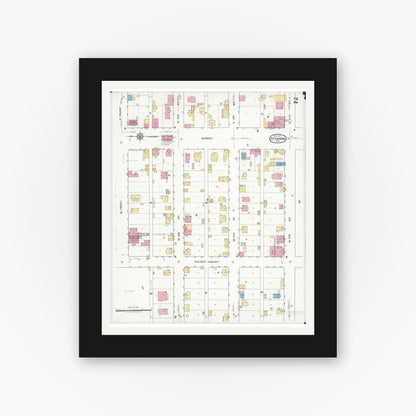 Old map wall art mockup — black gallery frame with white mat — Sanborn Fire Insurance Map from Hermann, Gasconade County, Missouri (1917), Sheet #0002