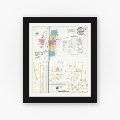 Old map wall art mockup — black gallery frame with white mat — Sanborn Fire Insurance Map from Susquehanna, Susquehanna County, Pennsylvania (1904) - Complete Map Set