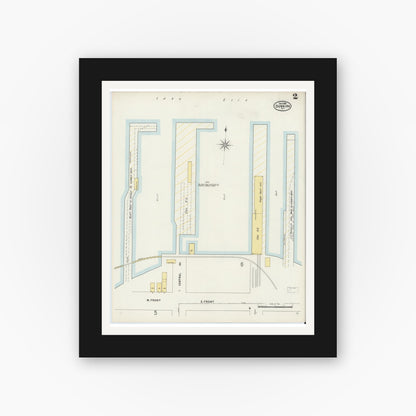 Old map wall art mockup — black gallery frame with white mat — Sanborn Fire Insurance Map from Dunkirk, Chautauqua County, New York (1898) - Complete Map Set