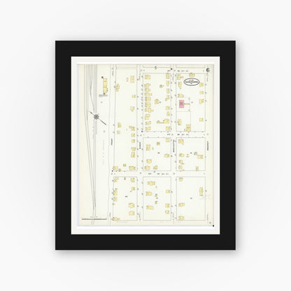 Old map wall art mockup — black gallery frame with white mat — Sanborn Fire Insurance Map from Susquehanna, Susquehanna County, Pennsylvania (1911), Sheet #0006