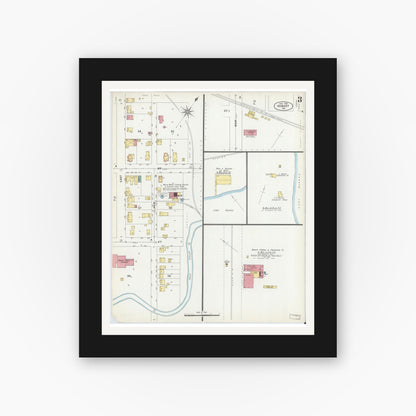 Old map wall art mockup — black gallery frame with white mat — Sanborn Fire Insurance Map from Hobart, Lake County, Indiana (1902), Sheet #0003