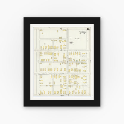 Old map wall art mockup — black gallery frame with white mat — Sanborn Fire Insurance Map from Titusville, Crawford County, Pennsylvania (1898), Sheet #0012