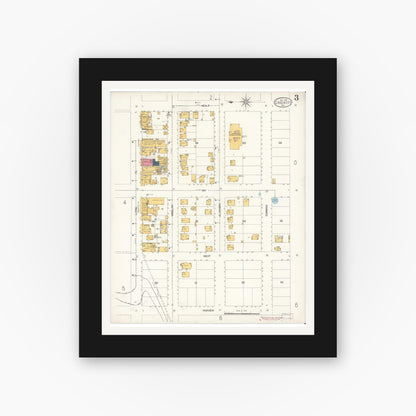Old map wall art mockup — black gallery frame with white mat — Sanborn Fire Insurance Map from Crockett, Contra Costa County, California (1906), Sheet #0003
