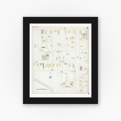 Old map wall art mockup — black gallery frame with white mat — Sanborn Fire Insurance Map from Delta, Fulton County, Ohio (1899), Sheet #0003