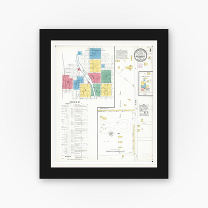 Old map wall art mockup — black gallery frame with white mat — Sanborn Fire Insurance Map from Independence, Buchanan County, Iowa (1905) â€” Complete Set