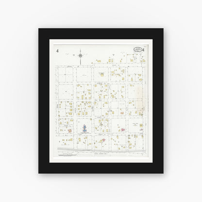 Old map wall art mockup — black gallery frame with white mat — Sanborn Fire Insurance Map from Liberty, Liberty County, Texas (1927), Sheet #0004