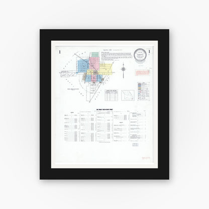 Old map wall art mockup — black gallery frame with white mat — Sanborn Fire Insurance Map from Hayti, Pemiscot County, Missouri (1951) - Complete Map Set