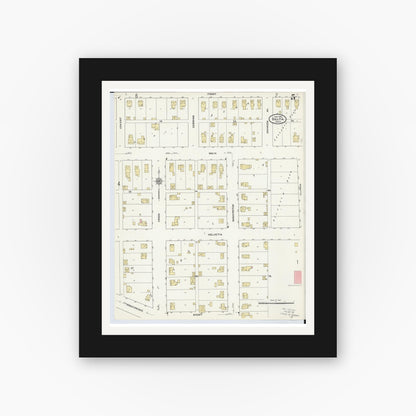 Old map wall art mockup — black gallery frame with white mat — Sanborn Fire Insurance Map from Delta, Fulton County, Ohio (1905), Sheet #0009