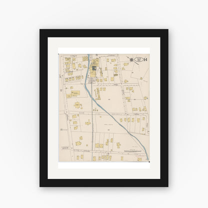 Old map wall art mockup — black gallery frame with white mat — Sanborn Fire Insurance Map from Hilo, Hawaii County, Hawaii (1921), Sheet #0014