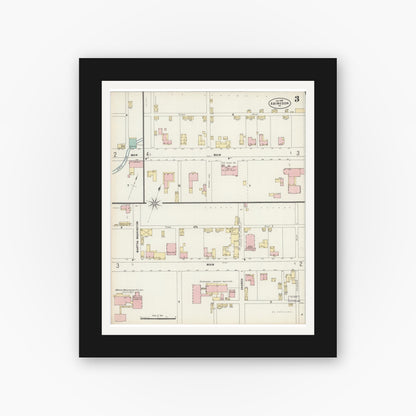 Old map wall art mockup — black gallery frame with white mat — Sanborn Fire Insurance Map from Abingdon, Washington County, Virginia (1897), Sheet #0003