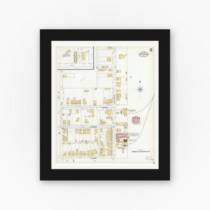 Old map wall art mockup — black gallery frame with white mat — Sanborn Fire Insurance Map from Freeland, Luzerne County, Pennsylvania (1900), Sheet #0002