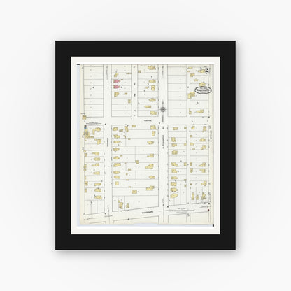 Old map wall art mockup — black gallery frame with white mat — Sanborn Fire Insurance Map from Traverse City, Grand Traverse County, Michigan (1920), Sheet #0002