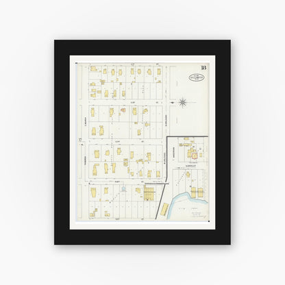 Old map wall art mockup — black gallery frame with white mat — Sanborn Fire Insurance Map from Stillwater, Washington County, Minnesota (1898), Sheet #0018