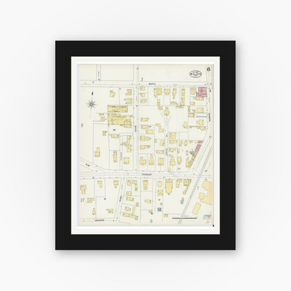 Old map wall art mockup — black gallery frame with white mat — Sanborn Fire Insurance Map from Malden, Middlesex County, Massachusetts (1897), Sheet #0006