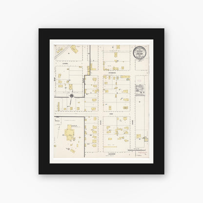 Old map wall art mockup — black gallery frame with white mat — Sanborn Fire Insurance Map from Lakeside, San Diego County, California (1911), Sheet #0001
