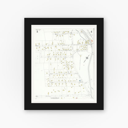 Old map wall art mockup — black gallery frame with white mat — Sanborn Fire Insurance Map from Cohasset, Norfolk County, Massachusetts (1935), Sheet #0004