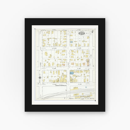 Old map wall art mockup — black gallery frame with white mat — Sanborn Fire Insurance Map from Bessemer, Gogebic County, Michigan (1917), Sheet #0002