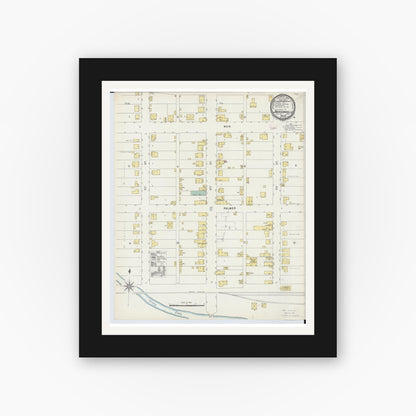 Old map wall art mockup — black gallery frame with white mat — Sanborn Fire Insurance Map from Jacksonville, Athens County, Ohio (1896), Sheet #0001