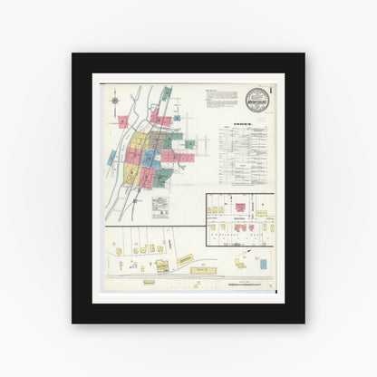 Old map wall art mockup — black gallery frame with white mat — Sanborn Fire Insurance Map from Miamisburg, Montgomery County, Ohio (1911) - Complete Map Set