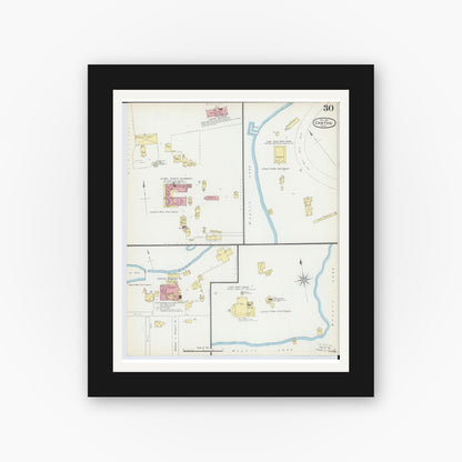 Old map wall art mockup — black gallery frame with white mat — Sanborn Fire Insurance Map from Canton, Stark County, Ohio (1891), Sheet #0030