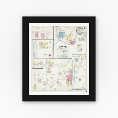 Old map wall art mockup — black gallery frame with white mat — Sanborn Fire Insurance Map from Catawissa, Columbia County, Pennsylvania (1896) - Complete Map Set