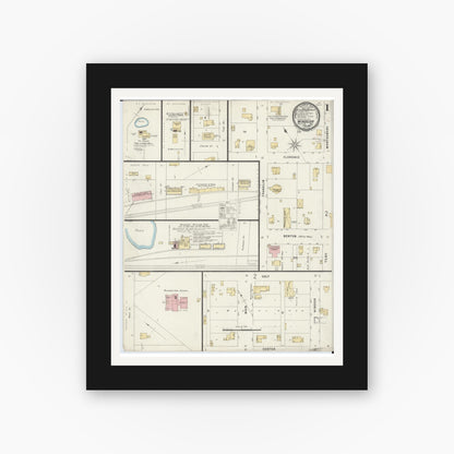 Old map wall art mockup — black gallery frame with white mat — Sanborn Fire Insurance Map from Windsor, Henry County, Missouri (1896) - Complete Map Set