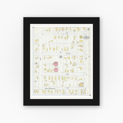 Old map wall art mockup — black gallery frame with white mat — Sanborn Fire Insurance Map from Charlevoix, Charlevoix County, Michigan (1901), Sheet #0002