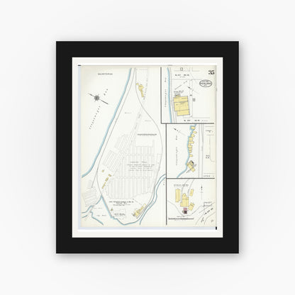 Old map wall art mockup — black gallery frame with white mat — Sanborn Fire Insurance Map from Ashland, Ashland County, Wisconsin (1909), Sheet #0035