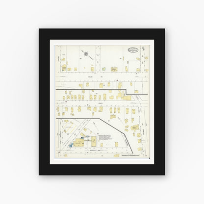 Old map wall art mockup — black gallery frame with white mat — Sanborn Fire Insurance Map from Dolgeville, Hirkimer County, New York (1912), Sheet #0007