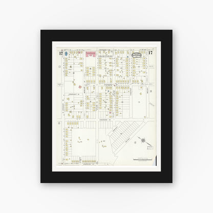 Old map wall art mockup — black gallery frame with white mat — Sanborn Fire Insurance Map from Audubon, Camden County, New Jersey (1924), Sheet #0017