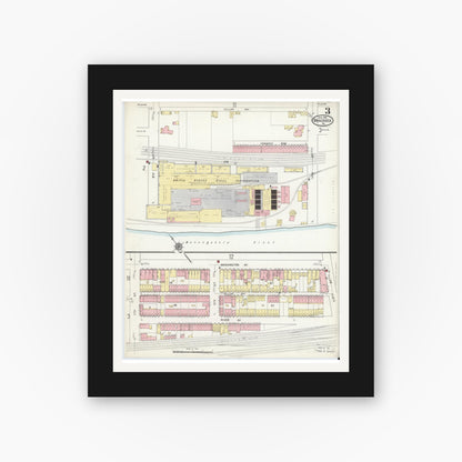 Old map wall art mockup — black gallery frame with white mat — Sanborn Fire Insurance Map from Braddock, Allegheny County, Pennsylvania (1914), Sheet #0003